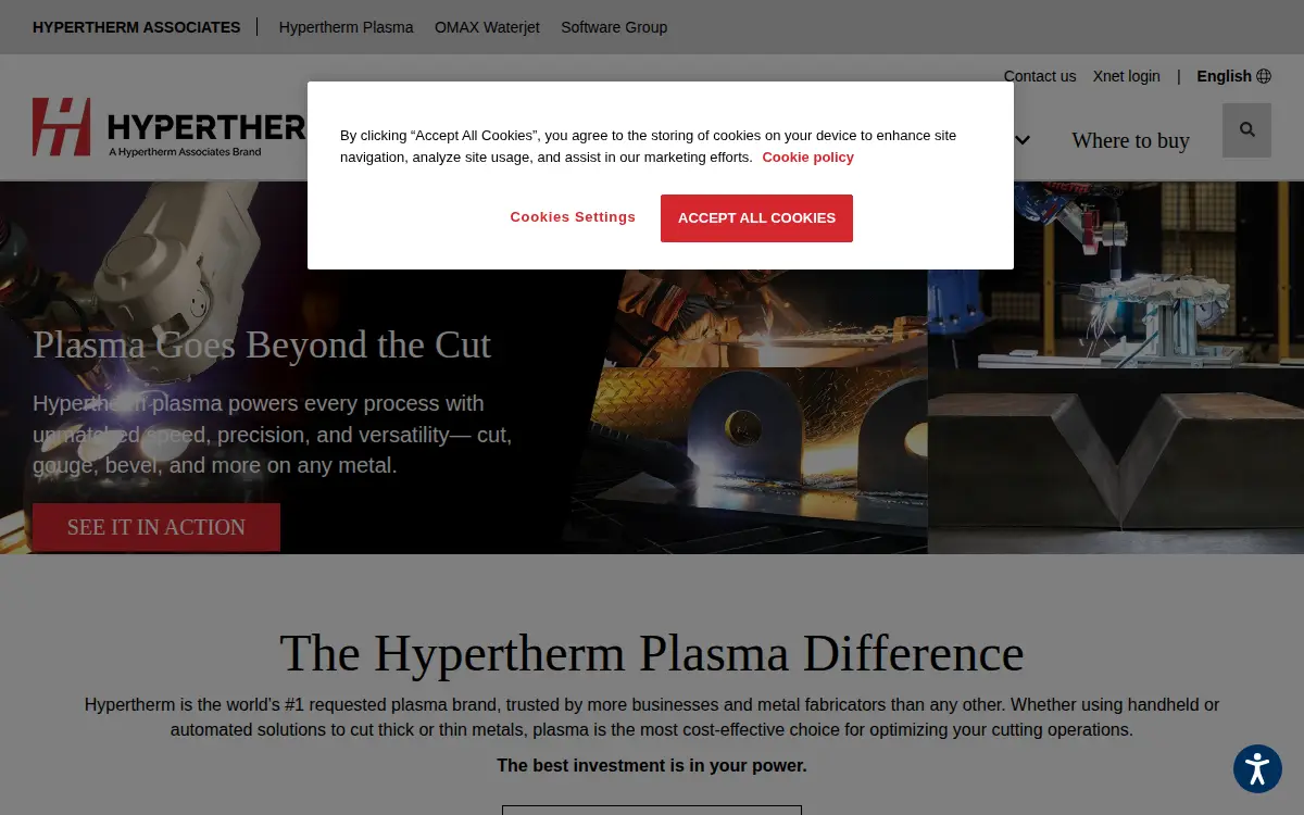 Homepage of Hypertherm, INC