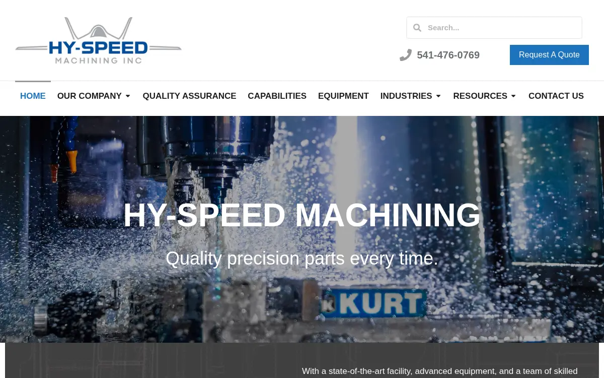 Homepage of Hy-speed Machining, INC.