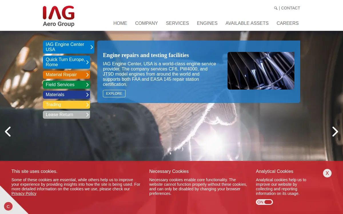 Homepage of Iag Materials, LLC