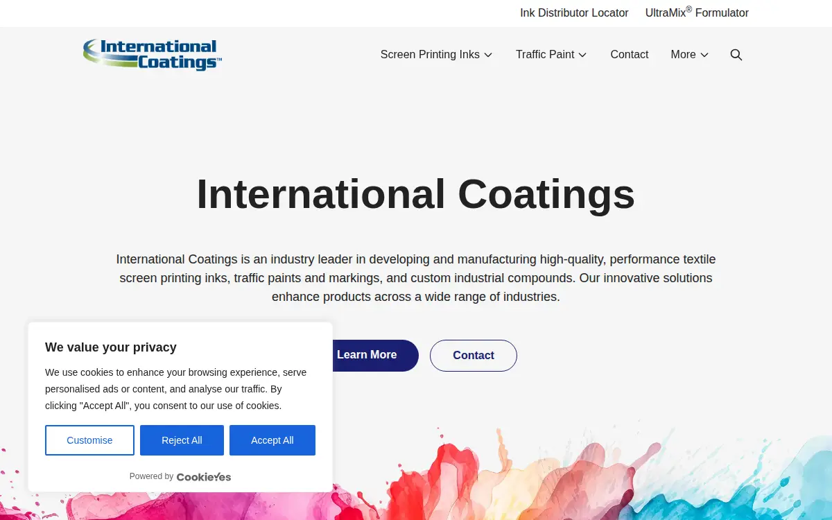 Homepage of International Coatings Co, INC