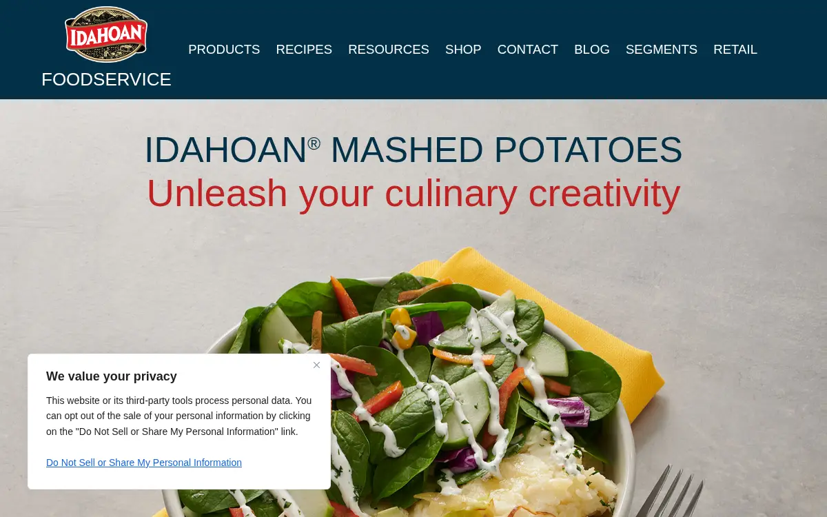 Homepage of Idahoan Foods LLC