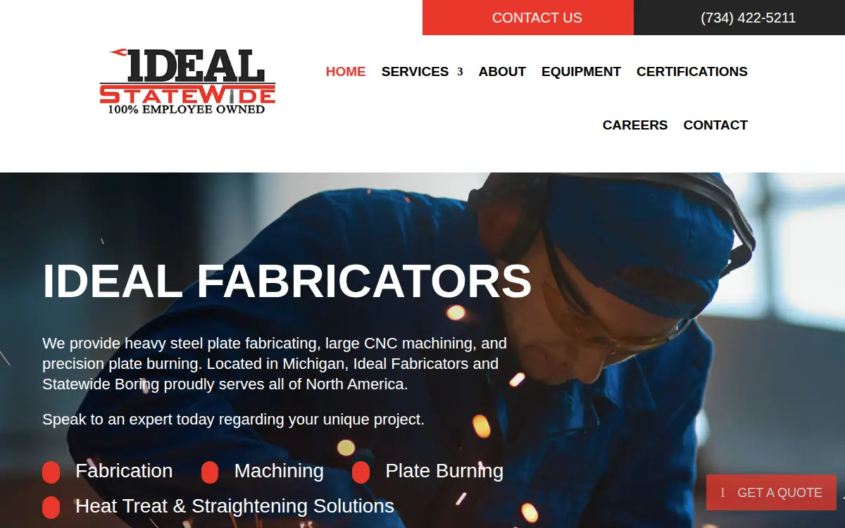 Homepage of Ideal Fabricators INC