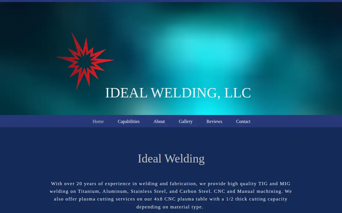 Homepage of Ideal Welding LLC