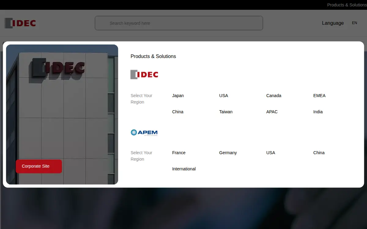 Homepage of Idec Corporation
