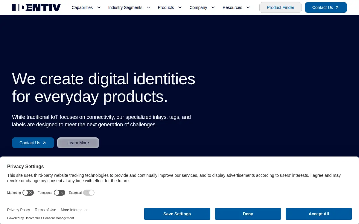 Homepage of Identiv, INC.