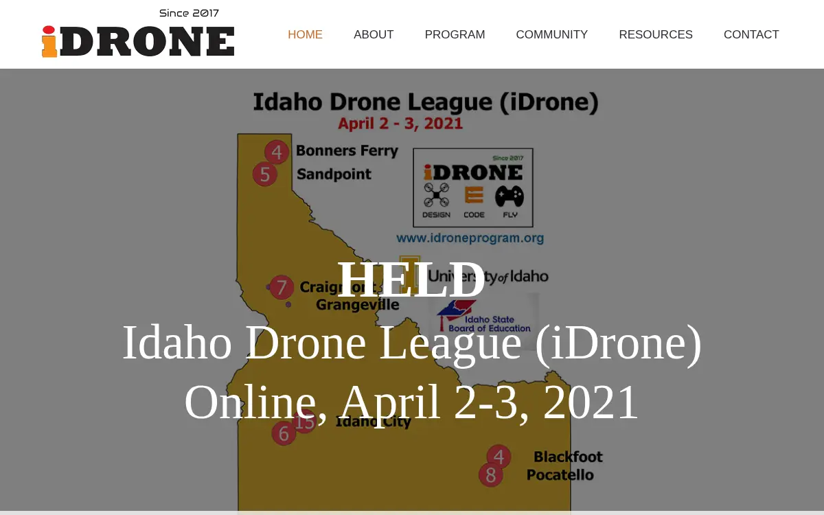 Homepage of Idaho Drone League, INC