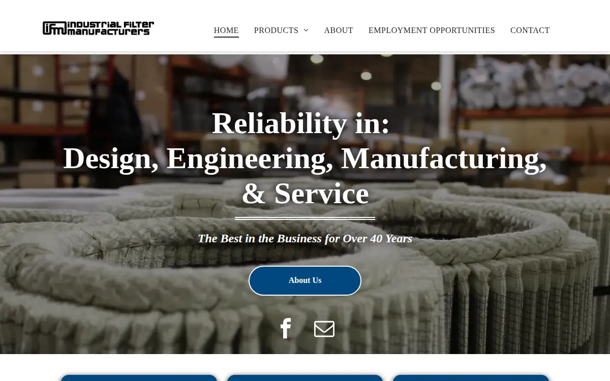 Homepage of Industrial Filter Manufacturers INC