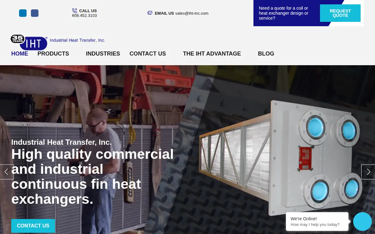 Homepage of Industrial Heat Transfer, INC.