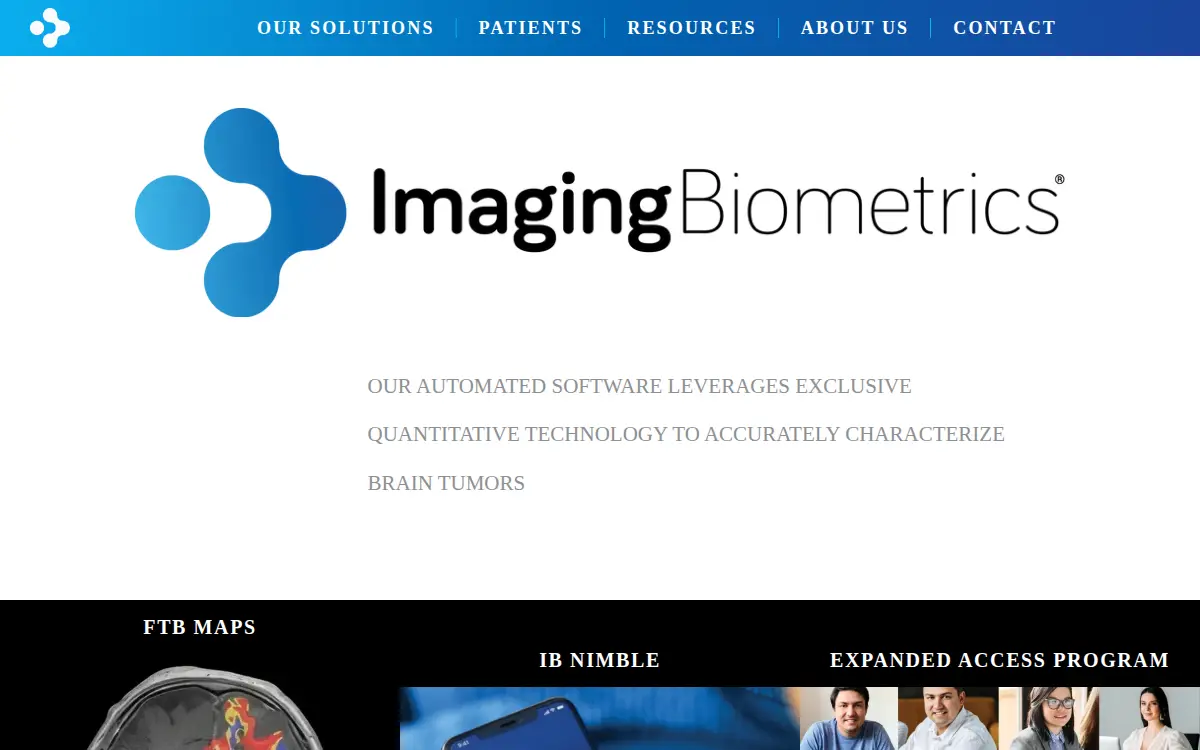 Homepage of Imaging Biometrics, LLC
