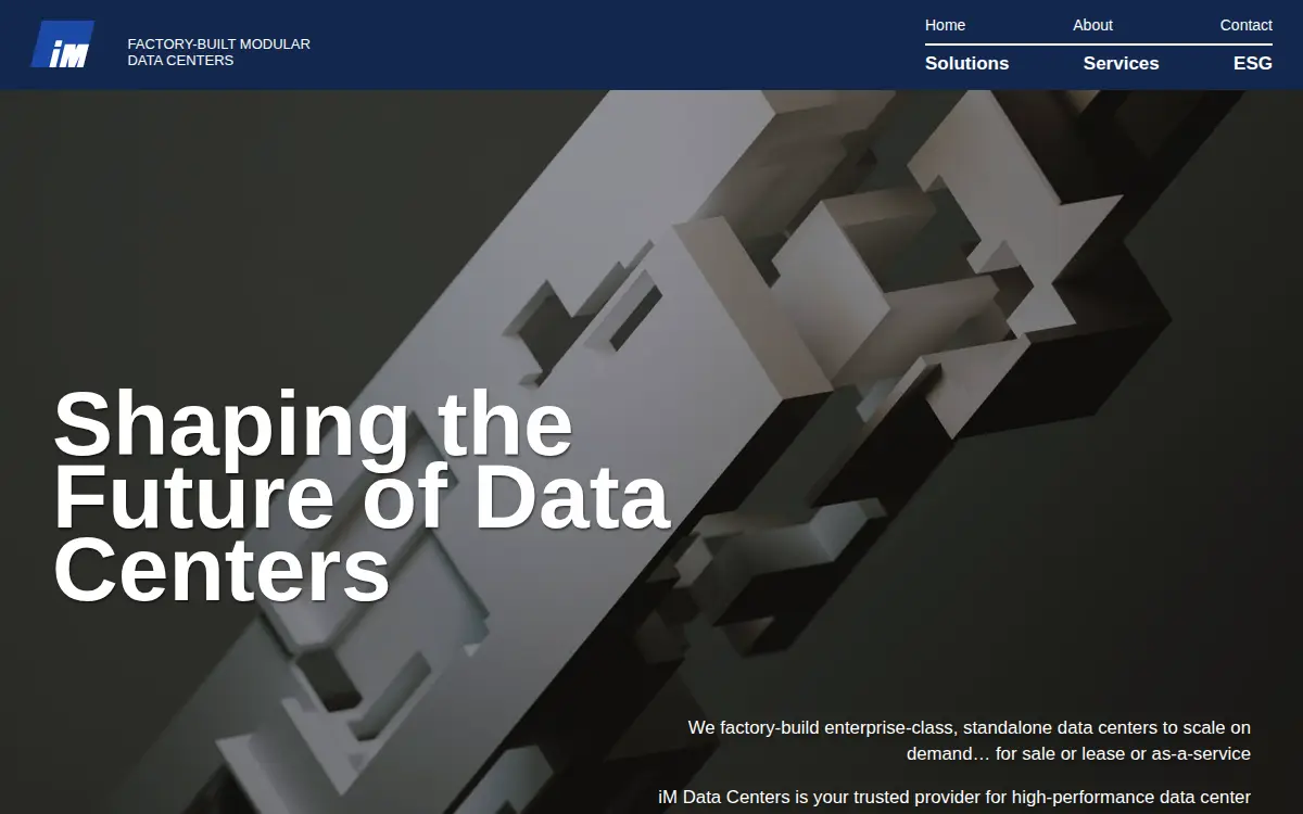 Homepage of Integrated Modular Data Centers, LLC