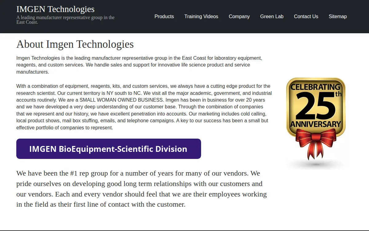 Homepage of Imgen Technologies Lc