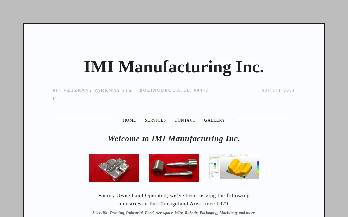 Homepage of Imi Manufacturing INC