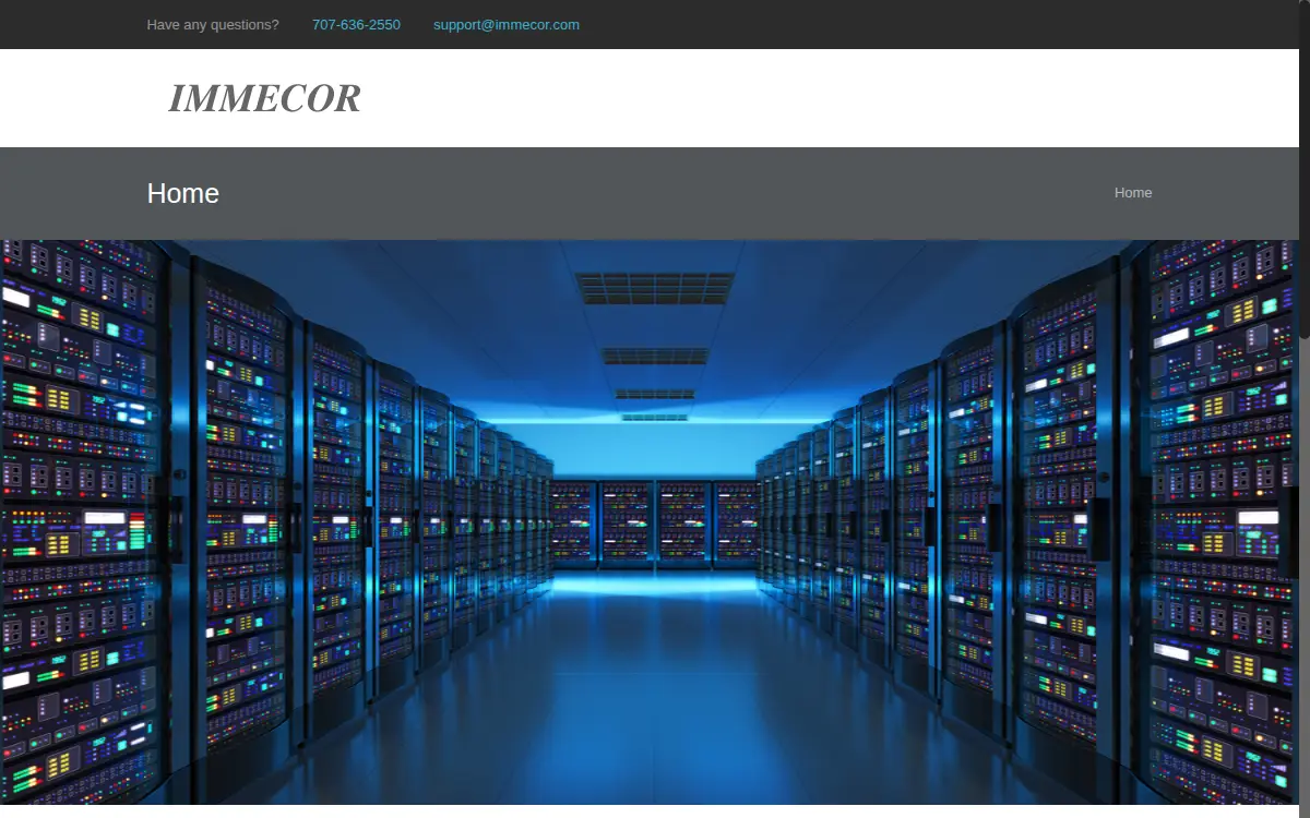 Homepage of Immecor Corporation