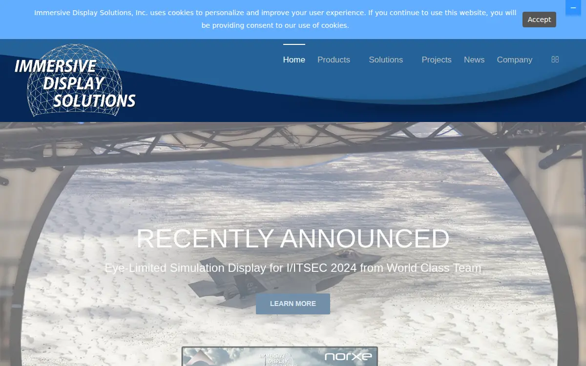 Homepage of Immersive Display Solutions, INC