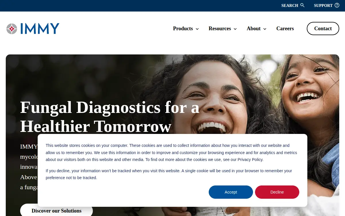 Homepage of Immuno Mycologies INC