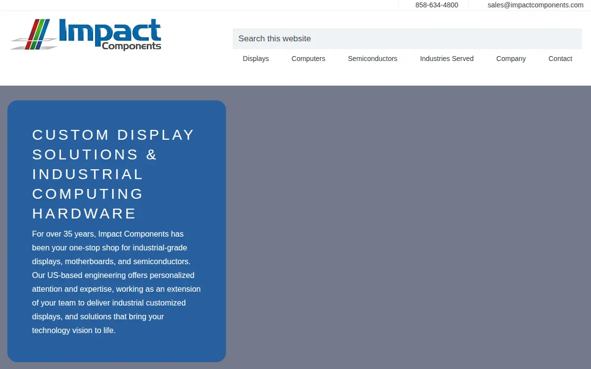 Homepage of Impact Components a California Limited Partnership