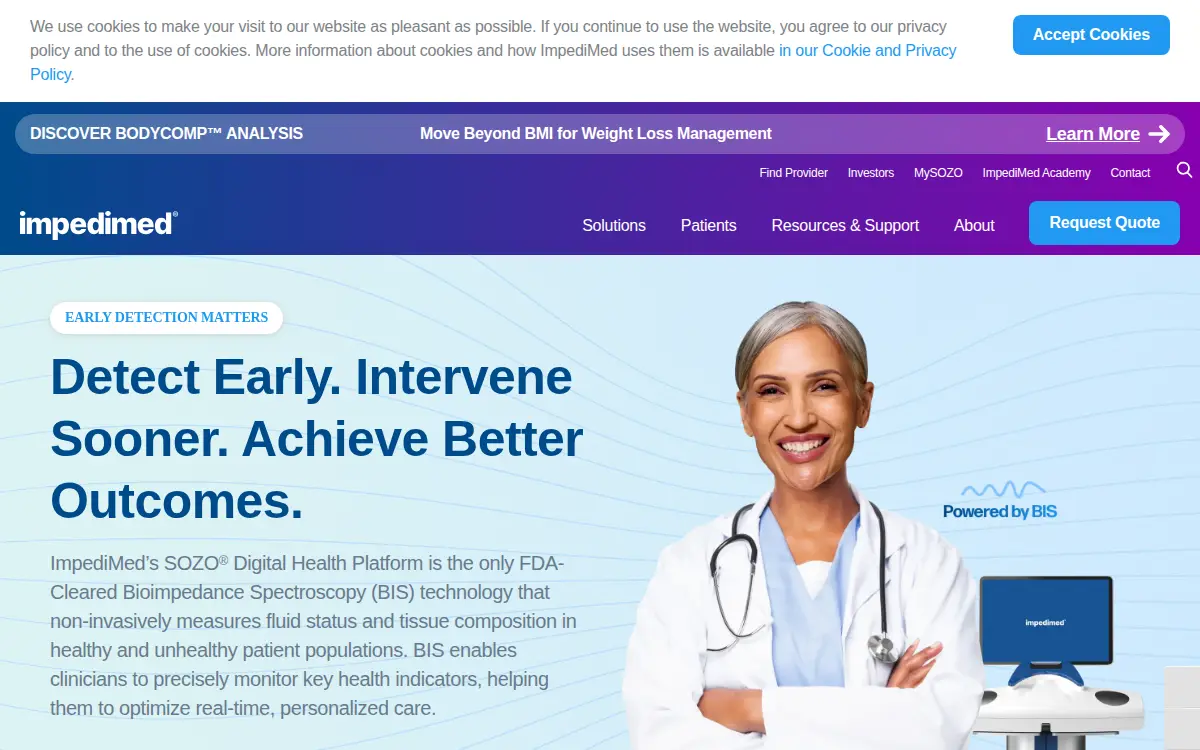 Homepage of Impedimed INC