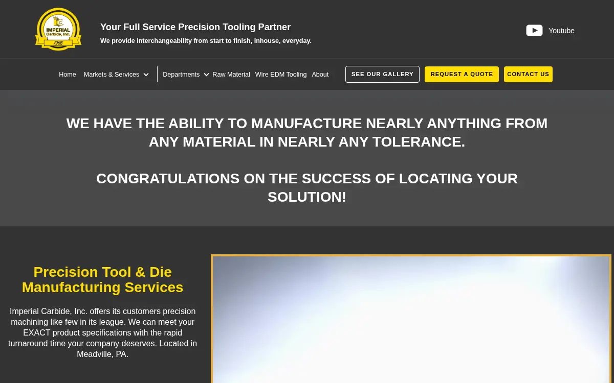 Homepage of Imperial Carbide INC