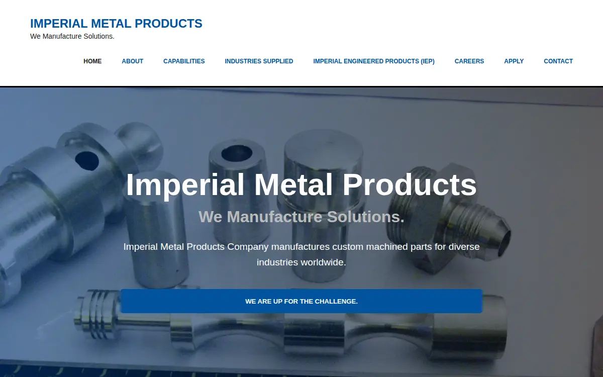 Homepage of Imperial Metal Products Company