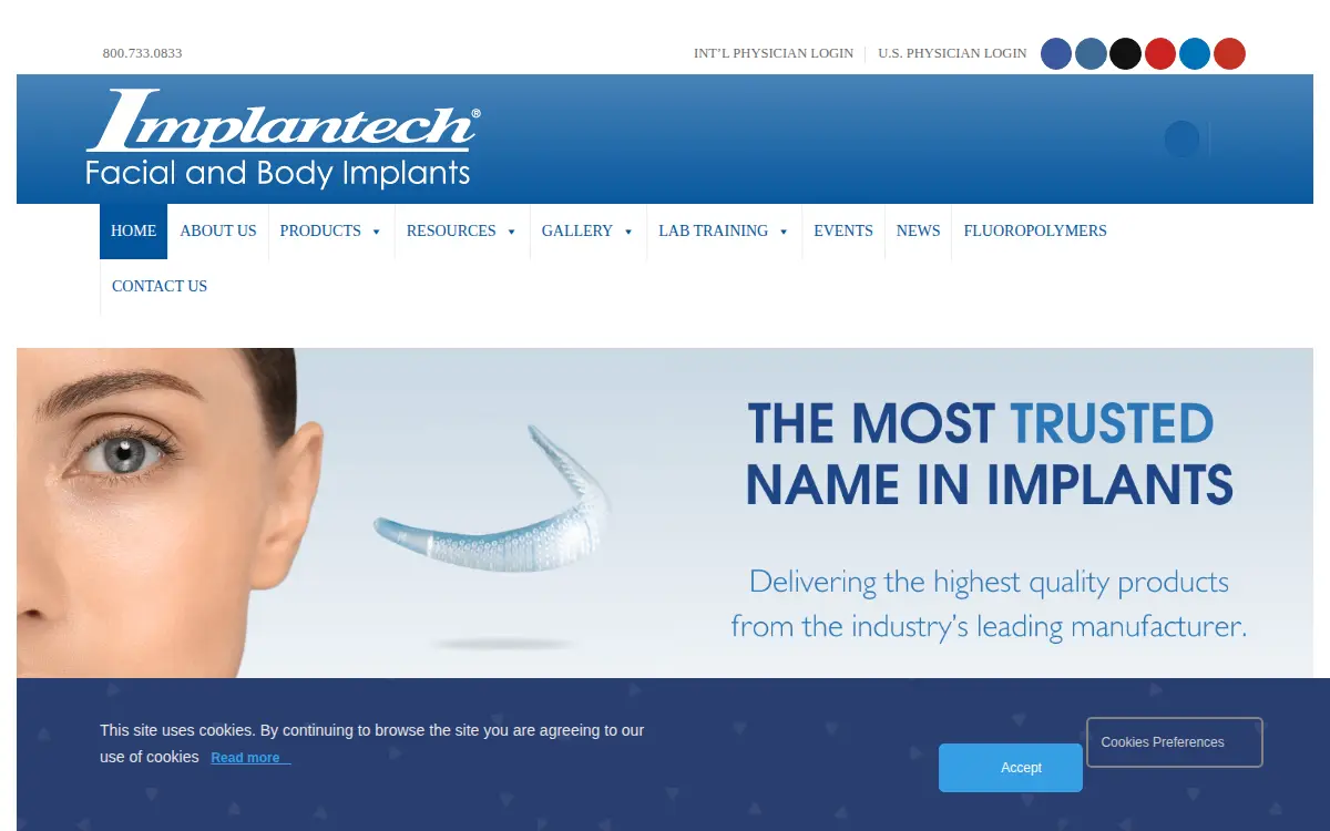 Homepage of Implantech Associates, INC.