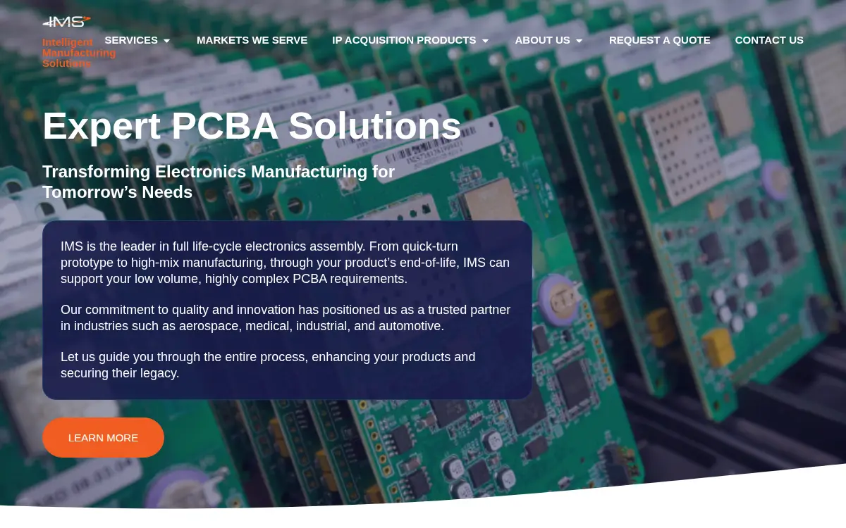 Homepage of Intelligent Manufacturing Solutions, LLC