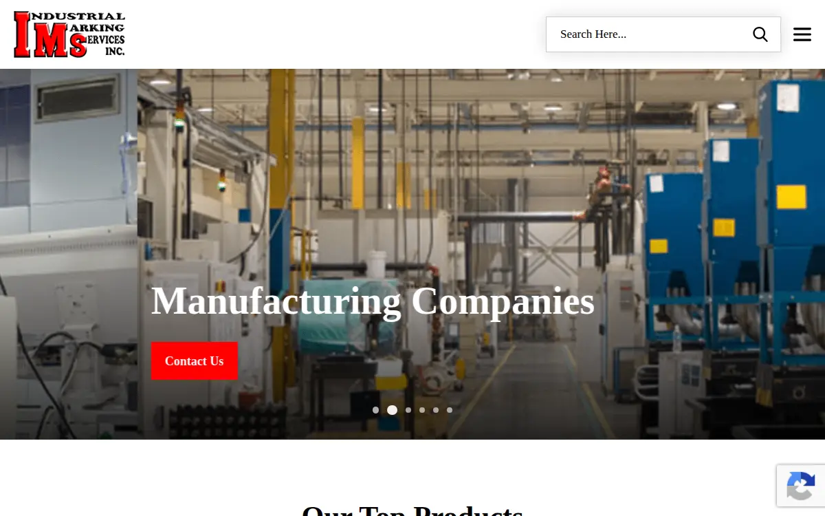 Homepage of Industrial Marking Services, INC.