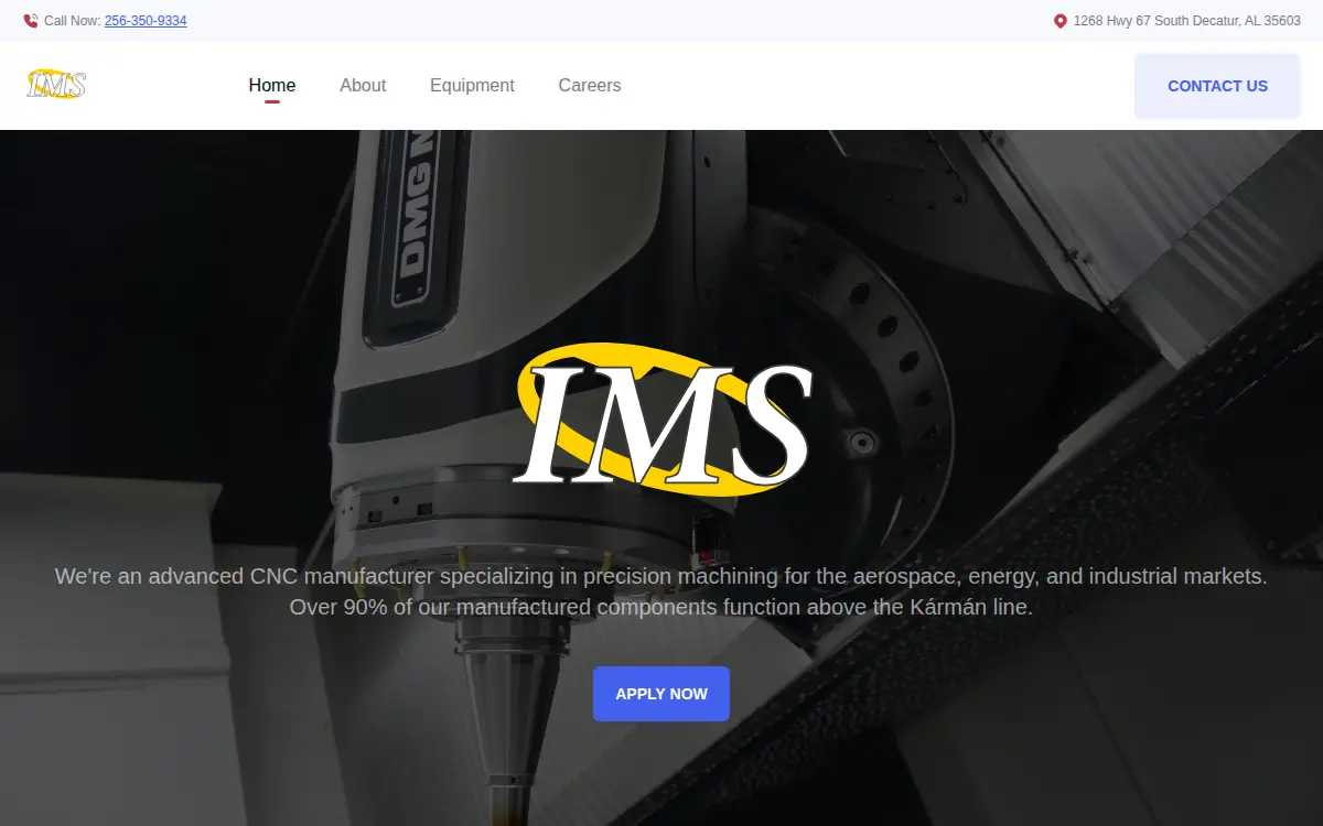 Homepage of Industrial Manufacturing Specialties, INC