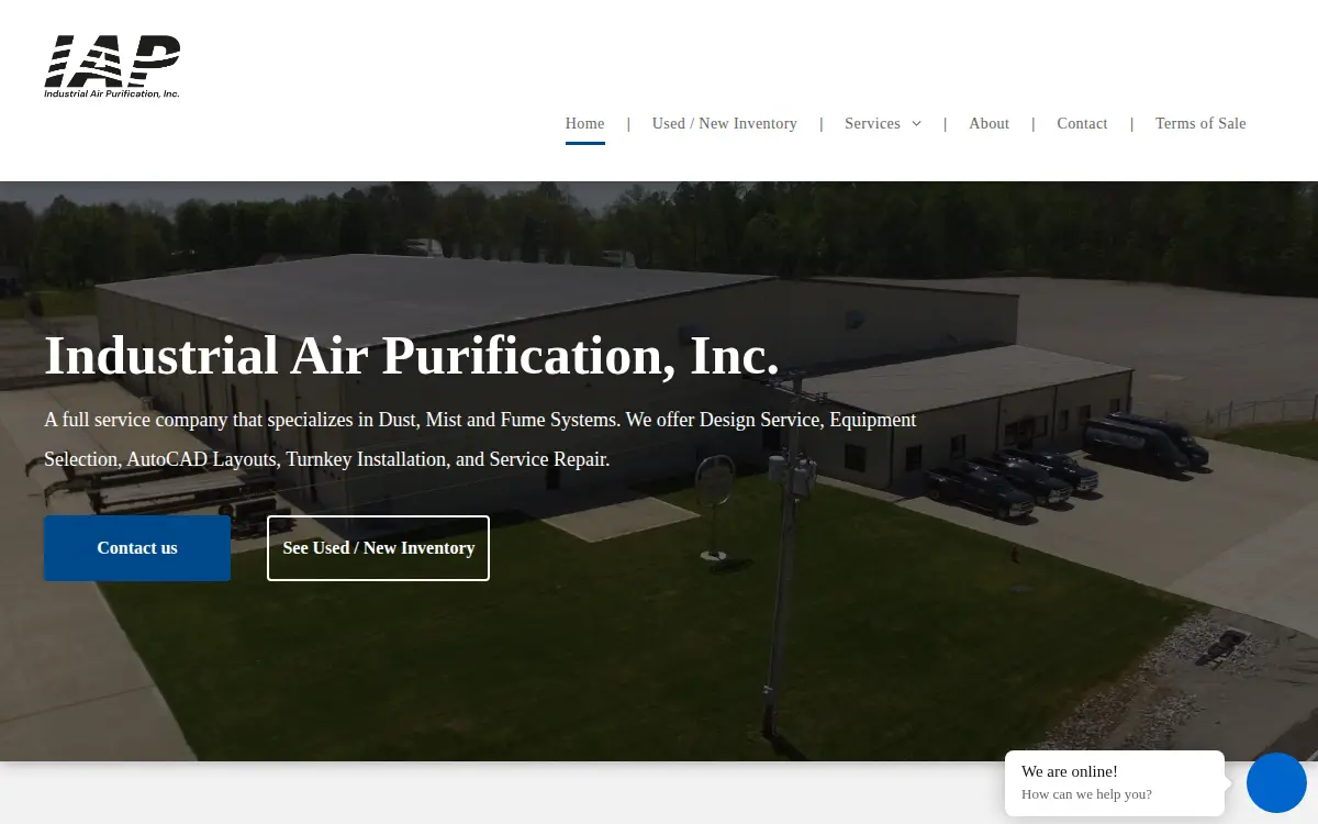 Homepage of Industrial Air Purification, INC
