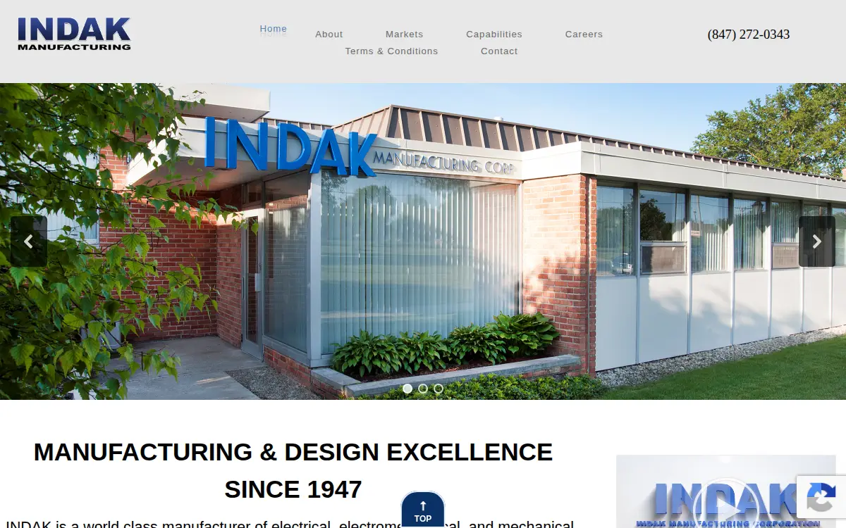 Homepage of Indak Manufacturing CORP
