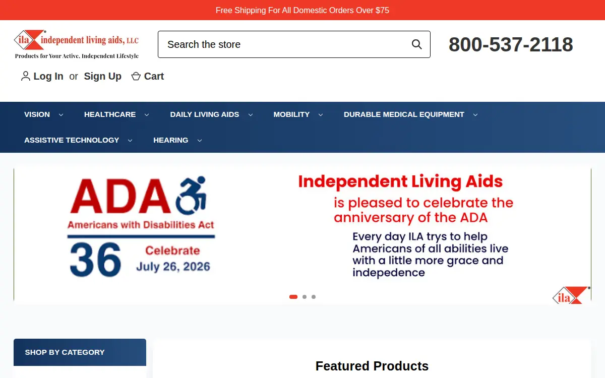 Homepage of Independent Living Aids LLC