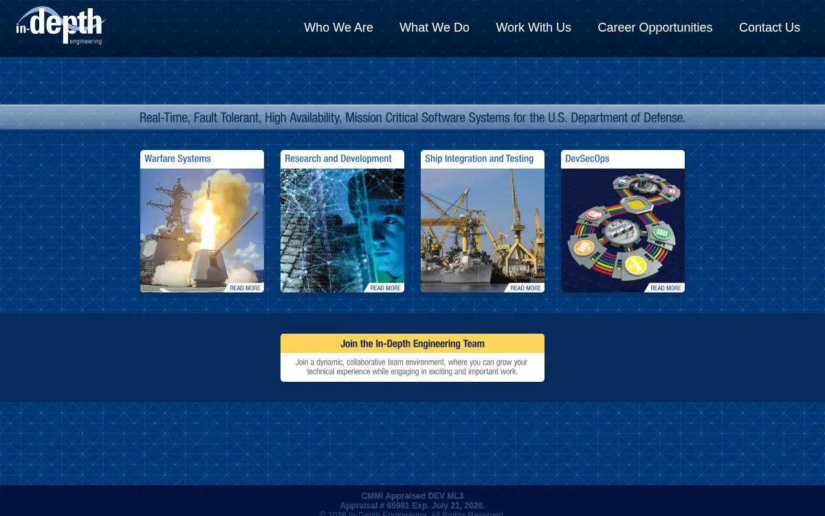 Homepage of In-depth Engineering Corporation