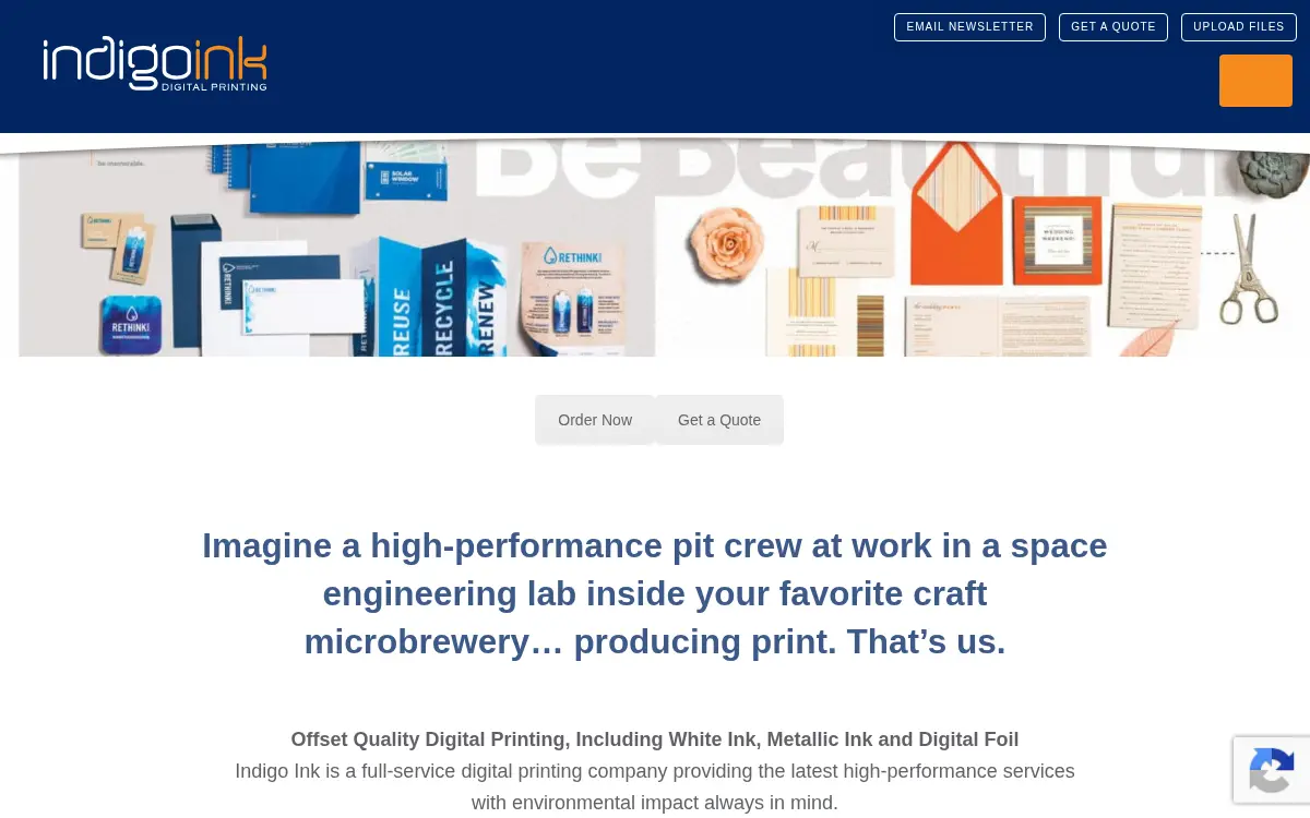 Homepage of Indigo Ink Digital Printing INC