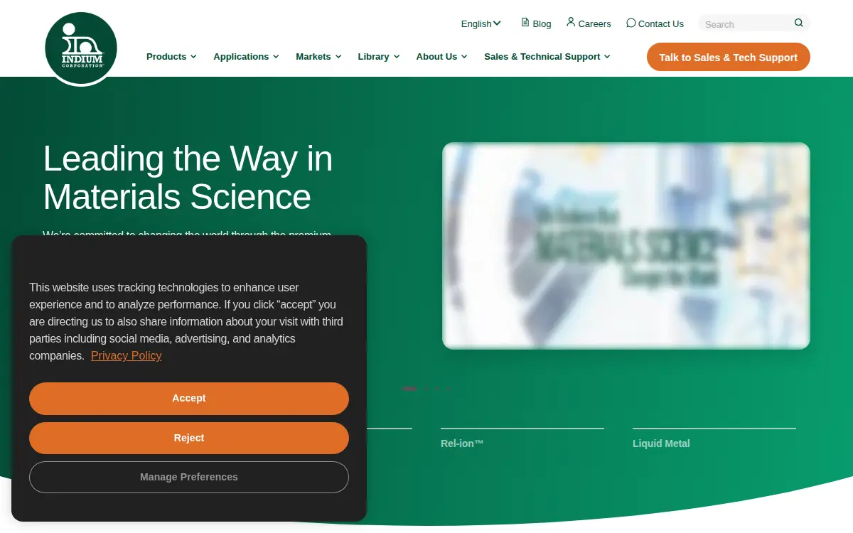 Homepage of The Indium Corporation of America