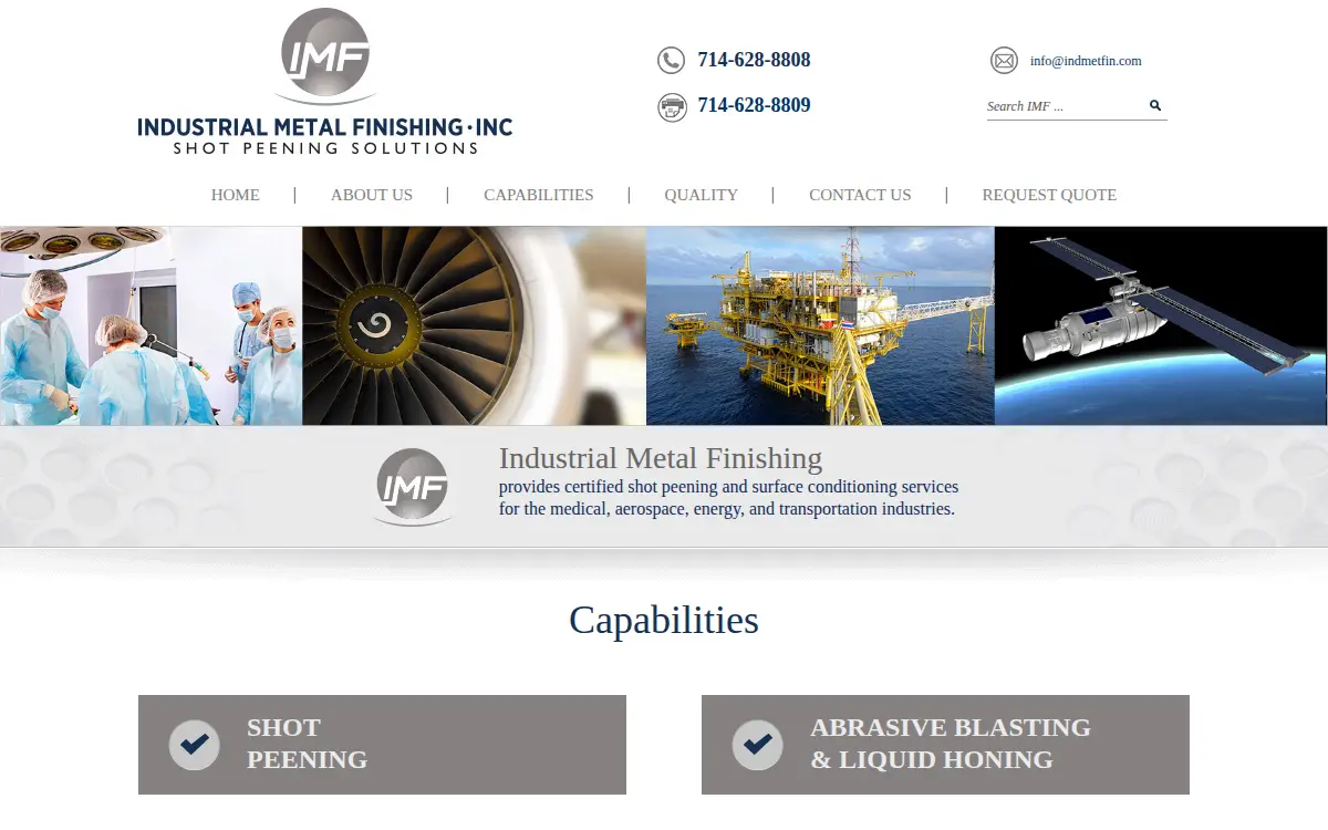 Homepage of Industrial Metal Finishing, INC.