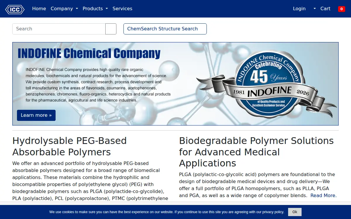 Homepage of Indofine Chemical Company, INC.