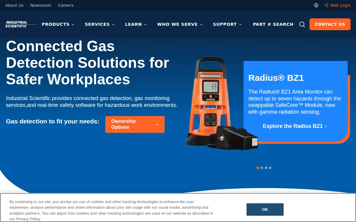 Homepage of Industrial Scientific Corporation
