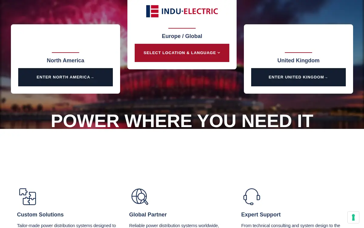 Homepage of Indu-electric North America, INC.