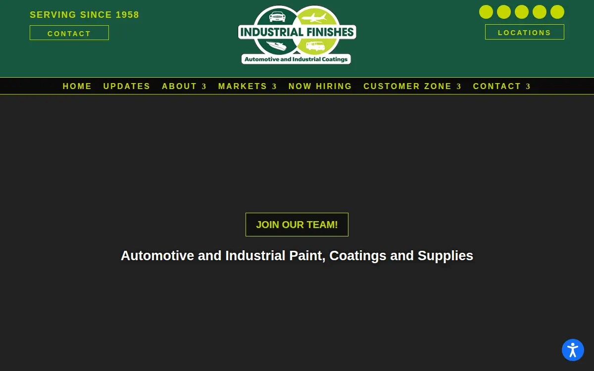 Homepage of Industrial Finishes & Systems, INC.