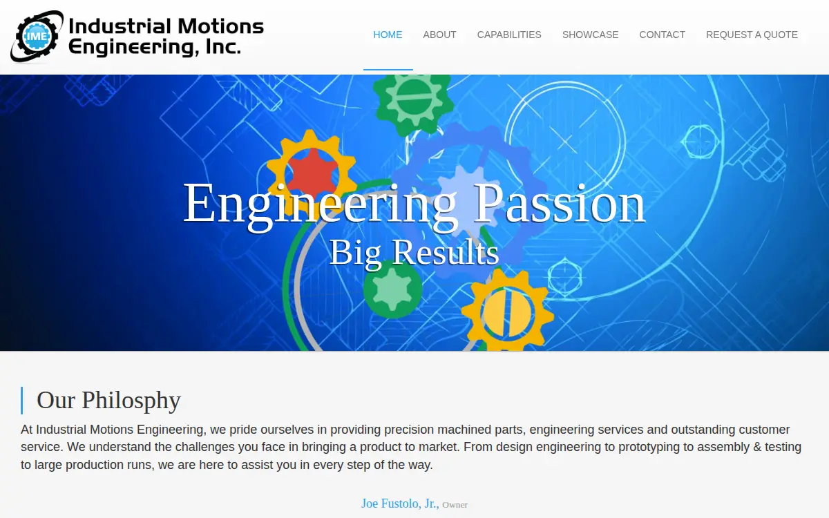 Homepage of Industrial Motions Engineering, INC.