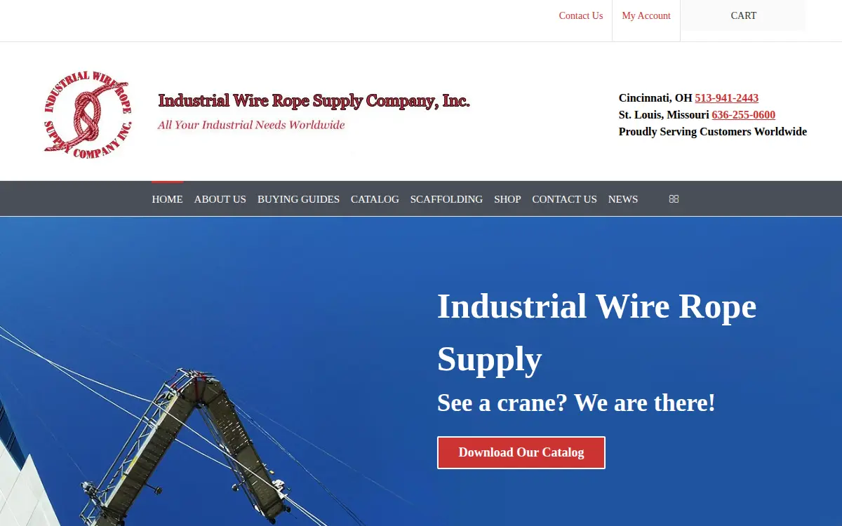 Homepage of Industrial Wire Rope Supply Co, INC