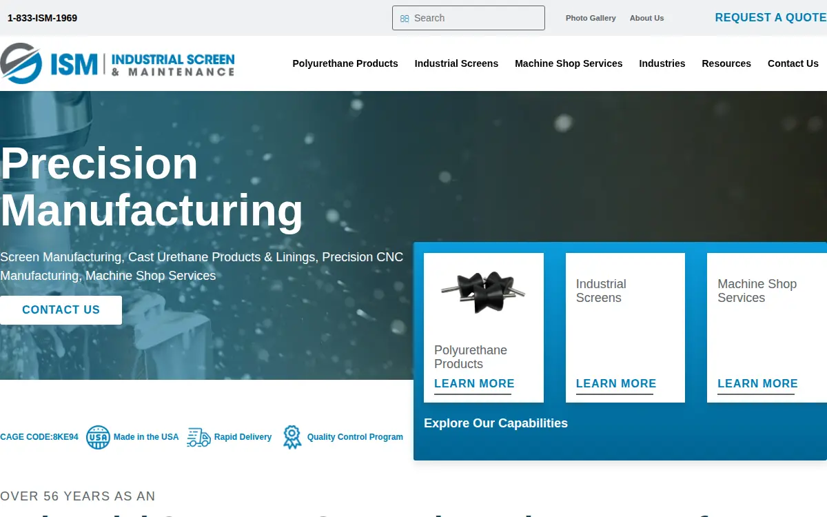 Homepage of Industrial Screen & Maintenance, INC.