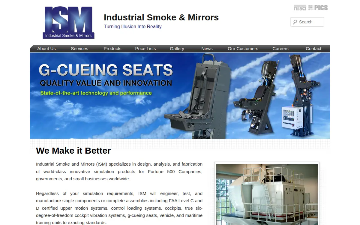 Homepage of Industrial Smoke & Mirrors, INC.
