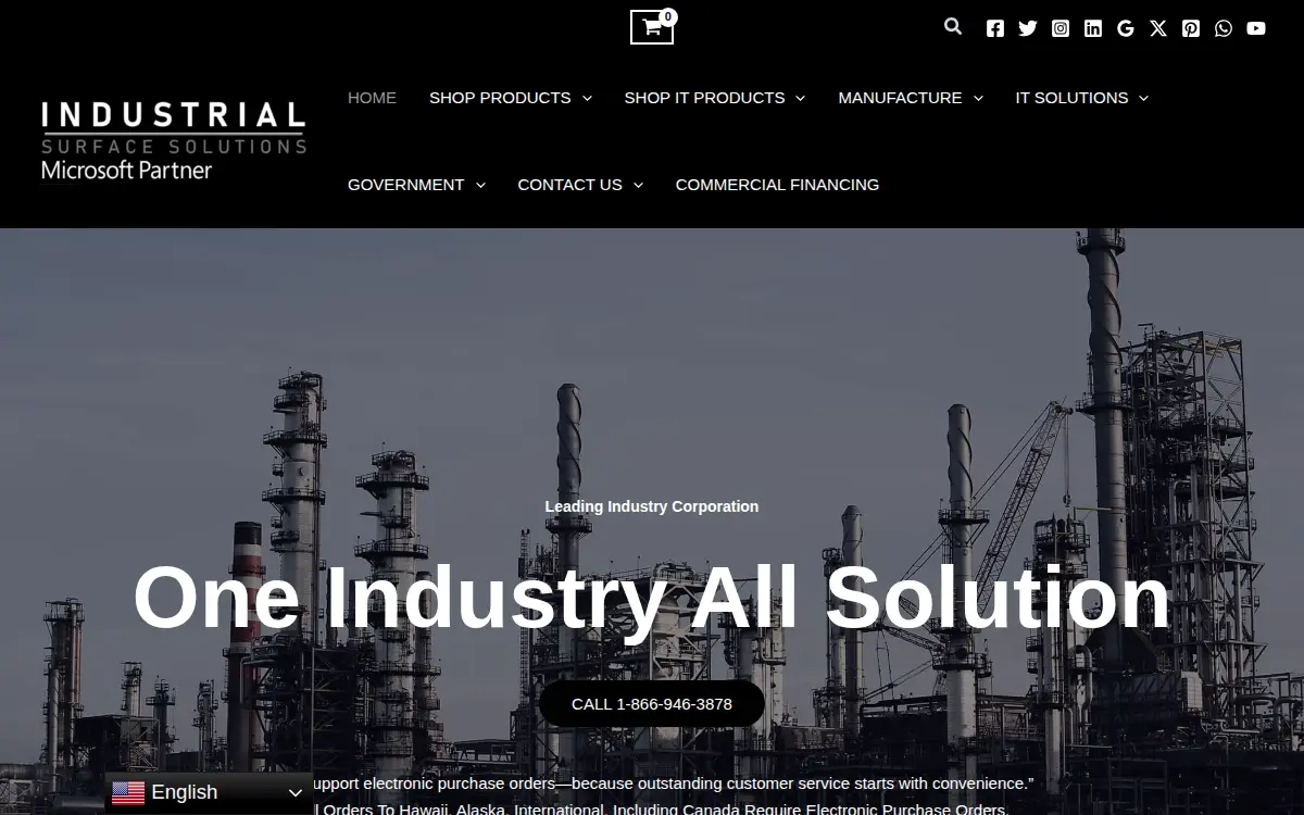 Homepage of Industrial Surface Solutions LLC