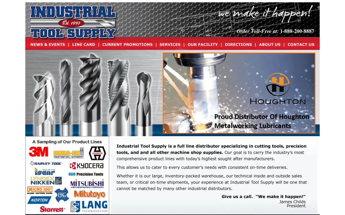 Homepage of Industrial Tool Supply, INC.