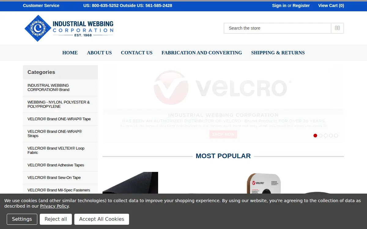 Homepage of Industrial Webbing Corporation