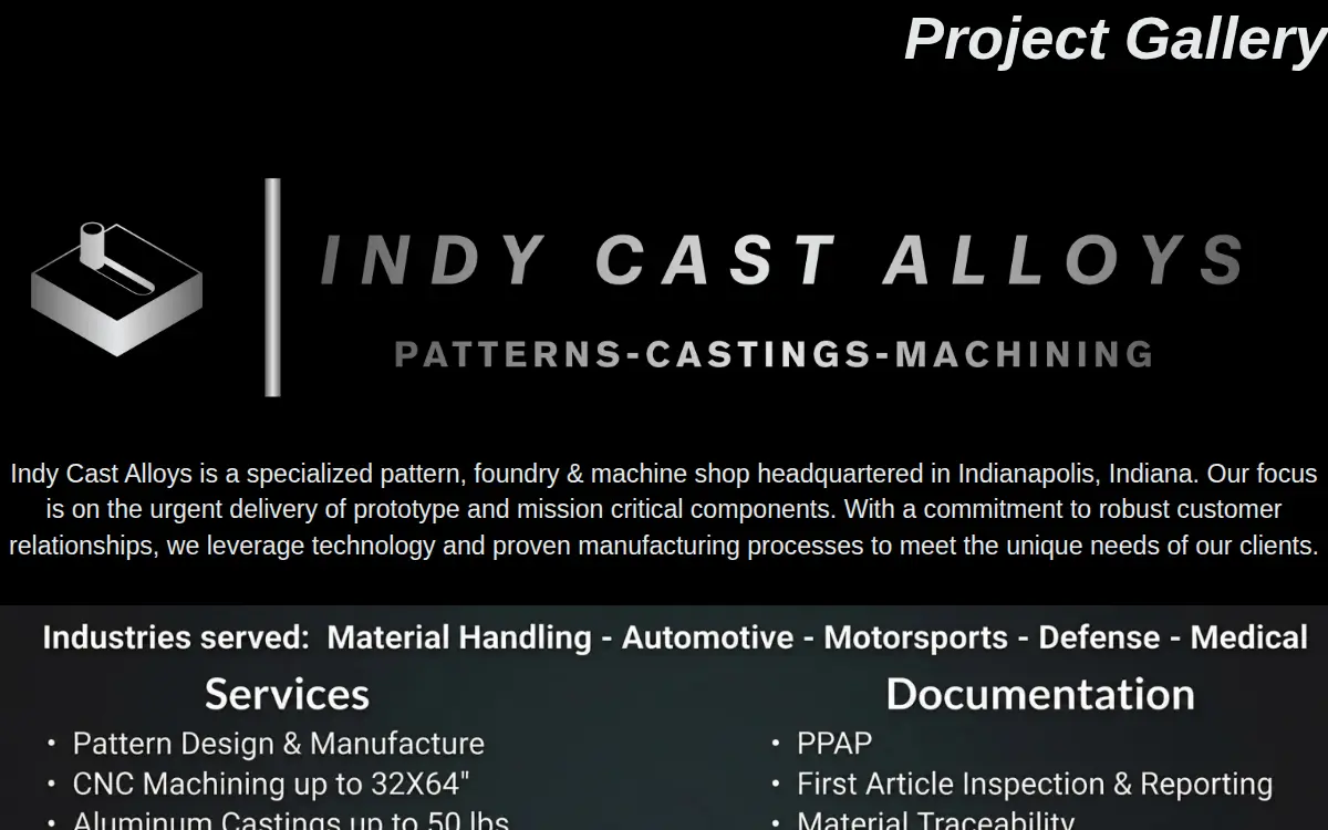 Homepage of Indy Cast Alloys, INC