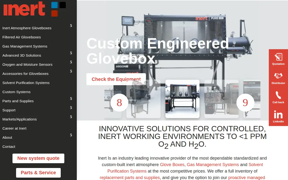 Homepage of Inert Corporation