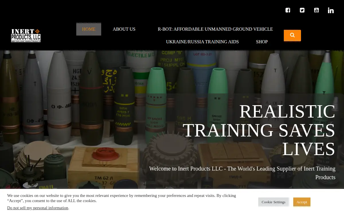 Homepage of Inert Products, LLC