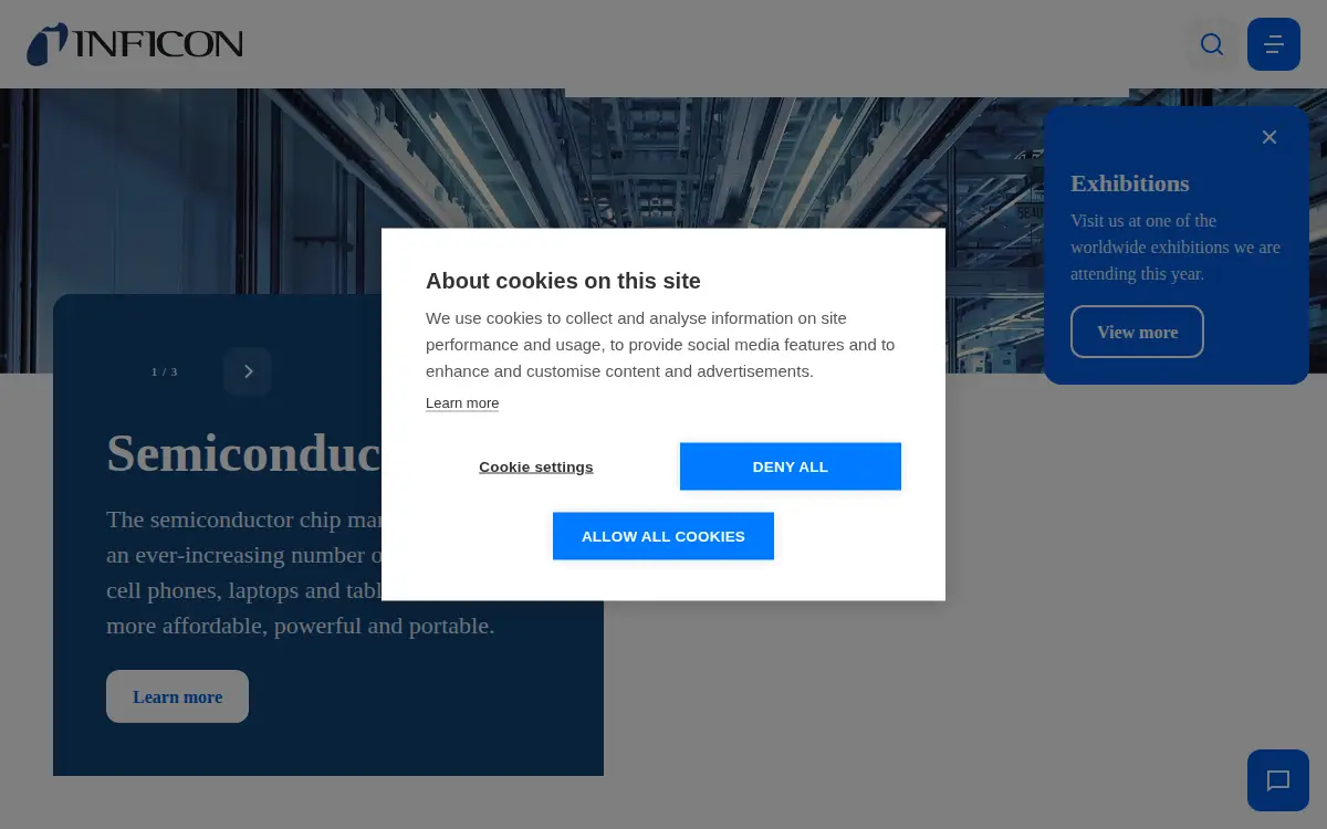 Homepage of Inficon INC