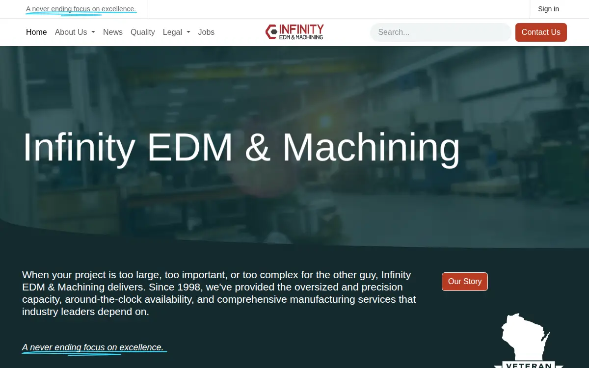 Homepage of Infinity Edm, LLC